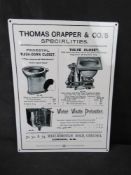 A contemporary advertising sign 'Thomas Crapper & Cos Specialities'.