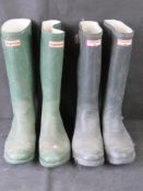 Two pairs of Huntress Wellington boots, one marked as UK 7 other similar but no size label.