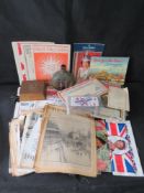 A quantity of commemorative items including newspaper from the coronation of George V 1911,