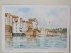 John Gillo signed watercolour print 'Ferry Boat', framed.