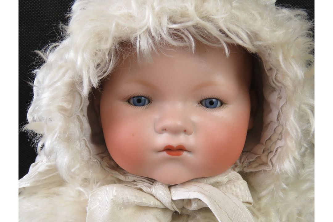 An Armand Marseilles bisque head baby doll, 3418, cloth body, sleepy eyes and closed mouth. - Image 2 of 9