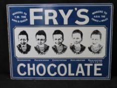 A fine enamel reproduction Frys Chocolate advertising sign.