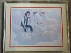 Robert Owen (American B.1930), coloured print, Pot at the End of the Rainbow, framed.