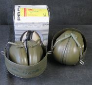 Two military ear defenders one with box.