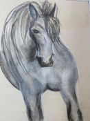 A large pastel drawing of a horse.