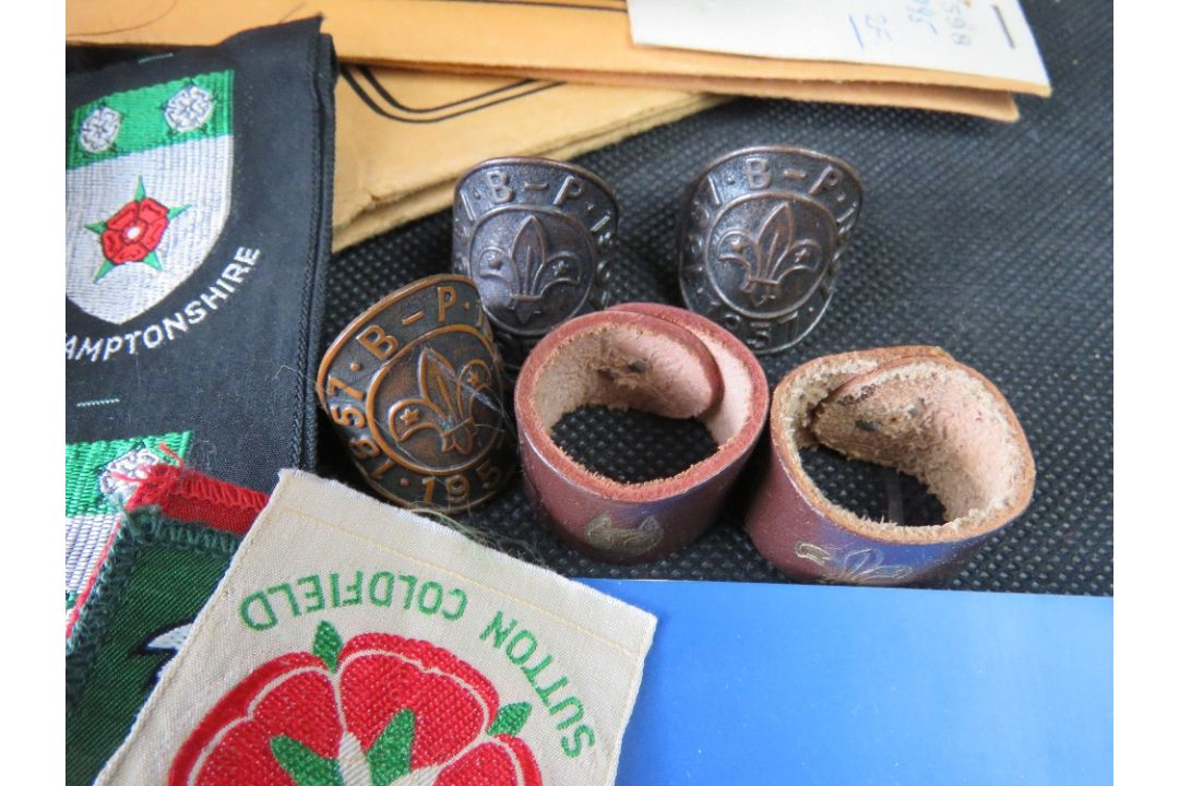 A quantity of Scouts ephemera including badges, medals, beret, belts, original poster, - Image 3 of 15