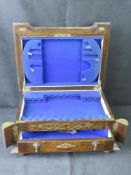 A finely made campaign cutlery box with key.