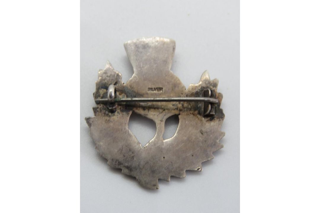 A silver Scottish thistle brooch. - Image 2 of 2