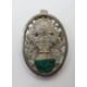 A Mexican silver brooch or pendant in Aztec style with green stone upon. - Image 1 of 2