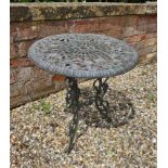 A cast aluminium garden table, 60cm dia.