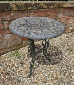A cast aluminium garden table, 60cm dia.