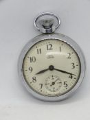 A Smiths pocket watch having cream dial with subsidiary seconds dial, chrome case.