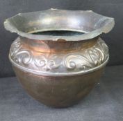 A copper planter stamped Romola to base, standing 23cm high.