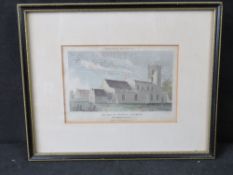 Steel engraving; NE View of Gayton Church Northamptonshire, framed and mounted.
