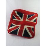 A Union Jack themed bean bag footstool, approx 60 x 60 x 25cm.