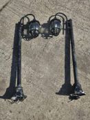 A pair of garden lights, 155cm tall.