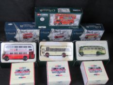 Corgi; seven assorted boxed buses.