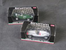 Two Brumm 1:43 scale model racing cars being Vanwall 1957 and Auto Union Tipo D 1938.