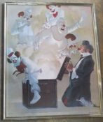 Robert Owen (American B.1930), coloured print, Out Of Pandora's Box, framed, 74 x 58cm overall.