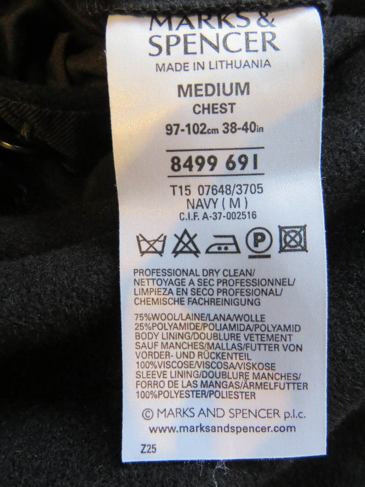 A 75% wool black evening coat by M&S size Medium 38-40" chest. - Image 3 of 3
