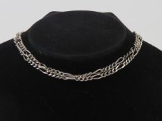 A substantial HM silver fancy flattened curb link chain necklace, 71.