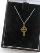 A Celtic Cross pendant on 925 silver chain, in presentation box.
