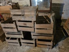 Ten wooden apple crates.