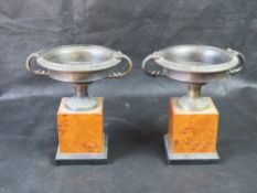 A pair of garniture urns or tazzas after the Grand Tour Mid 19th style,