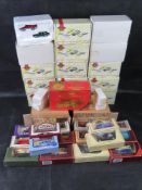 A quantity of Matchbox scale model vehicles.