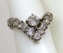 A substantial diamond wishbone ring,