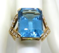 A very substantial topaz and diamond cocktail ring,