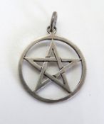 A large silver pentagram pendant, stamped 925.