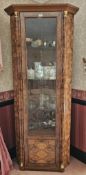 To match lot 6 - A highly polished walnut veneered glazed door corner cabinet, 200cm high,