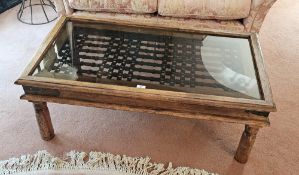 To match lot 36 - A contemporary square shaped side table of Indo-Asian influence with smoked