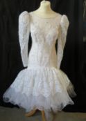 A retro wedding dress by Colombine Nemours c1980s - 1990s, approx 28