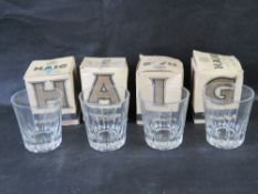 A set of four Haig whisky tumblers.