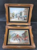 A pair contemporary oil paintings in frames, sight size 24 x 19cm.