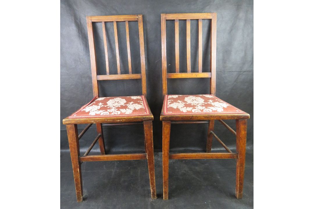 A pair of Edwardian hall chairs. - Image 1 of 3