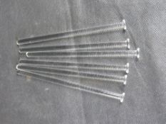 A set of six glass drinks stirrers.