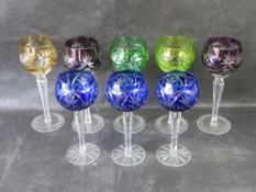 A quantity of coloured glassware (5+3)