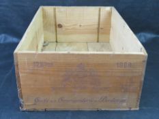 A wooden wine crate.