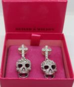 Butler & Wilson; skull and cross earrings in original box.