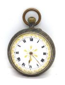 A hallmarked silver fob watch having Swiss movement,