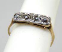 A vintage 18ct gold diamond ring in the Art Deco style,