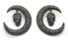 Butler & Wilson; skull and crescent moon earrings. To match above lot.