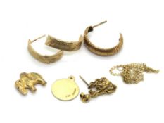 A quantity of a/f gold and yellow metal jewellery, total weight 3.7g.