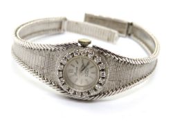 An 18ct white gold ladies wristwatch, Swiss movement,