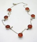 A 925 silver and red foiled glass cabach
