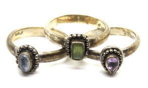 Three silver stackable rings, size K/L.