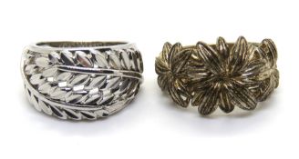 Two silver rings, size K.